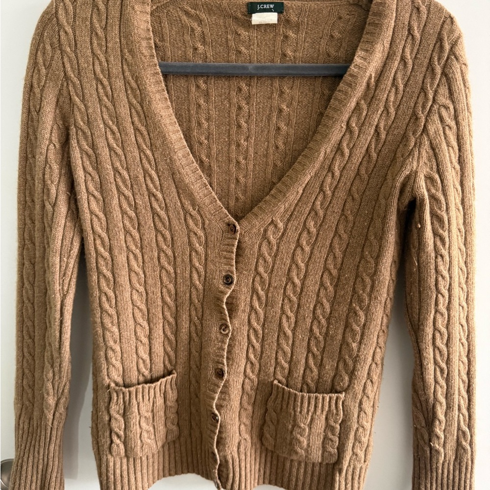J. Crew Cable Knit Cardigan in Tan - Picture 2 of 5